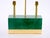 Dark Green Mid-Century Modern Italian Art Deco-Style Dark Green Jade and Brass Table Lamps For Sale - Image 8 of 11
