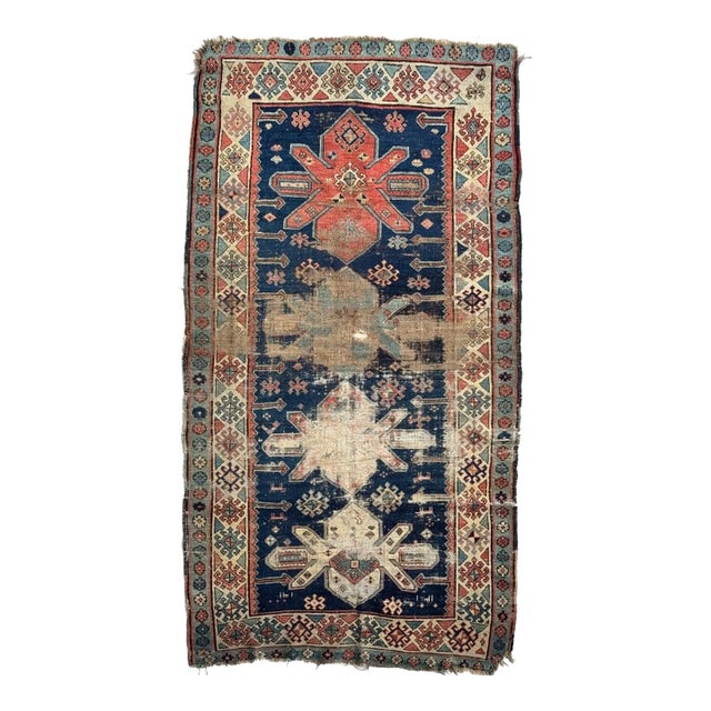 ANCIENT Rare Caucasian Runner Rug 3.10 x 7.3 For Sale