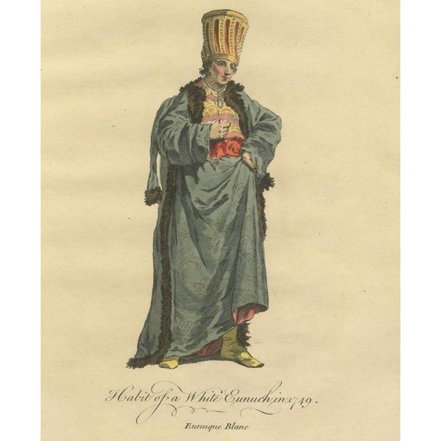 Jefferys, Ottoman Eunuch Costume, Hand-Colored Engraving, 1749 For Sale - Image 6 of 10