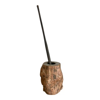18th Century French Chestnut Mortar & Pestle For Sale