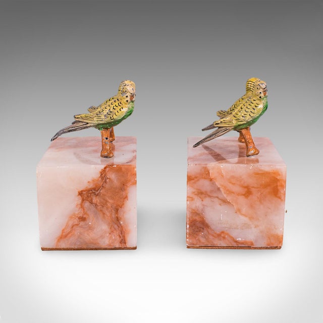 Pair of Vintage Budgerigar Bookends, Italian, Onyx Marble, Budgies, Novel Rest For Sale - Image 6 of 10