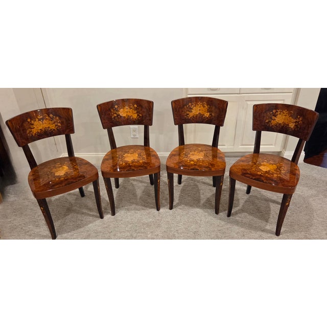 Vintage F.lli Jannuzzi Sorrento Italian Marquetry 5-in-1 Game Table Set With 4 Chairs For Sale - Image 15 of 18