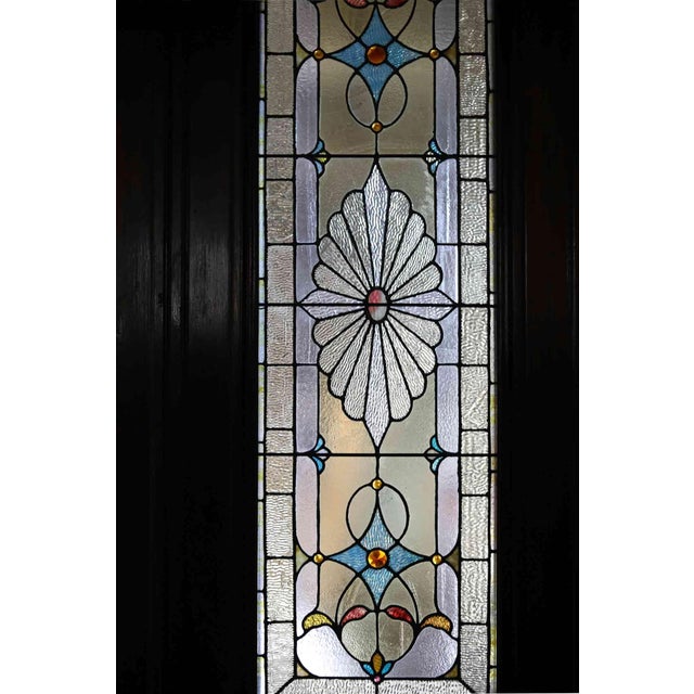 Antique Pocket Doors Mahogany With Stained Glass - A Pair For Sale - Image 4 of 10