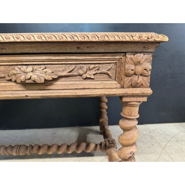 19th Century French Bleached Oak Writing Desk, 1860 For Sale - Image 5 of 16
