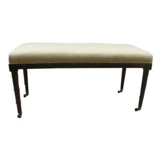 Vintage Hickory Chair Furniture Company Hollywood Regency Faux Bamboo Bench on Casters For Sale