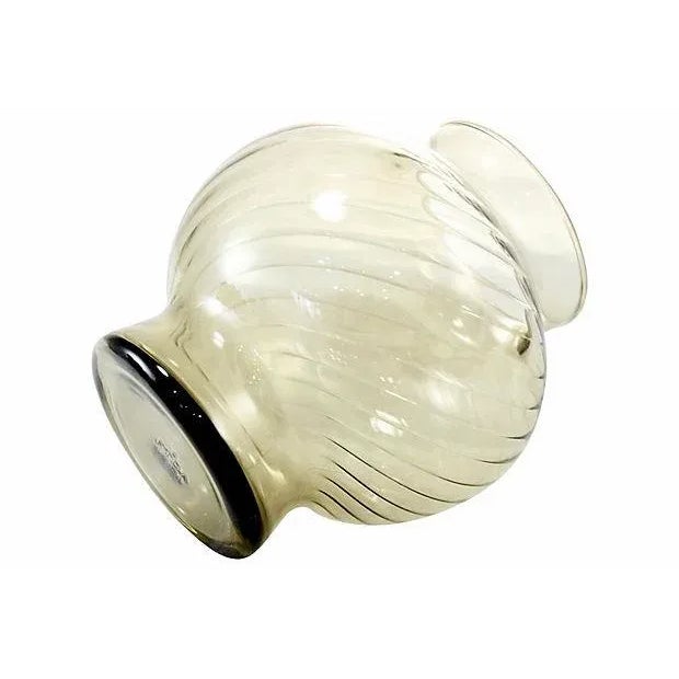 Mid-Century Modern Mid Century Smoked Glass Optic Ball Vase For Sale - Image 3 of 4