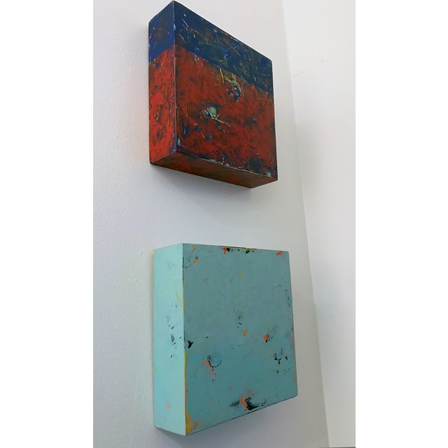 Ruby Red 2003 "Sketches Series #23" Babette Herschberger Acrylic Painting on Wood Block For Sale - Image 8 of 8