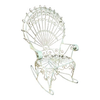 Victorian Iron Peacock Style Rocking Chair For Sale