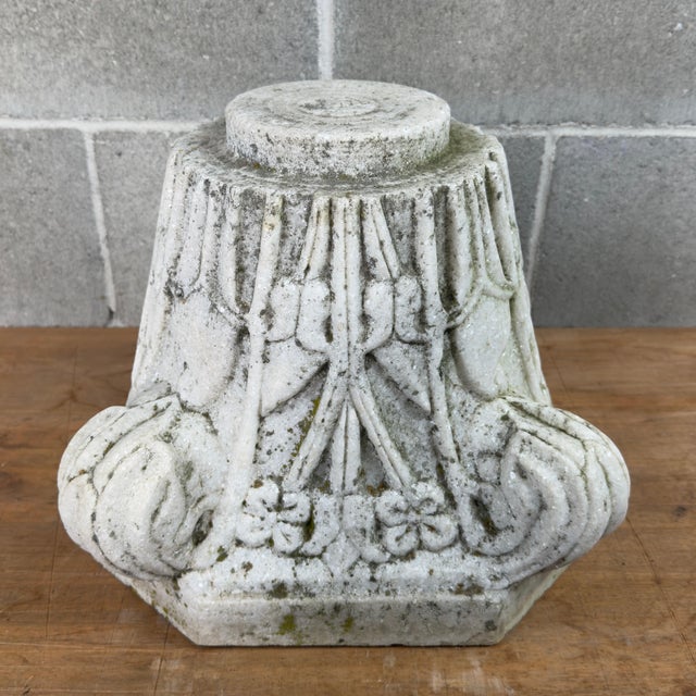 Hand-Carved White Marble Capital in Relief, 20th Century For Sale - Image 4 of 12