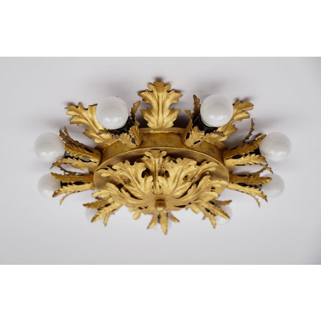 Mid-Century Modern Large Vintage Florentine Leaf Ceiling Lamp by Banci Firenze, 1960s For Sale - Image 3 of 9