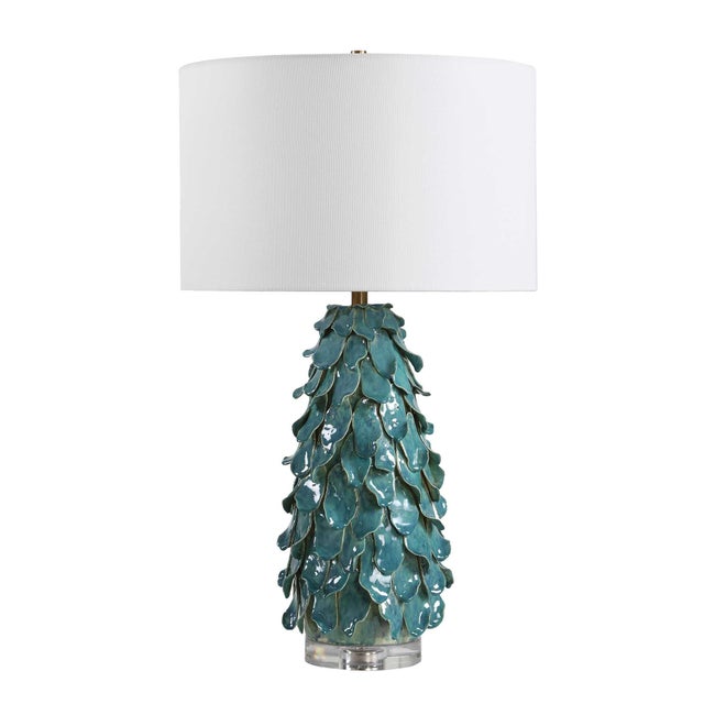 Kenneth Ludwig Chicago Mina Teal Blue Table Lamp For Sale - Image 4 of 7