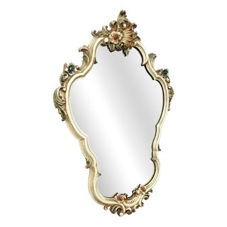 Vintage French Shabby Chic Ornate Wall Mirror For Sale