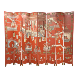 1960s Hand-Painted Asian Room Divider