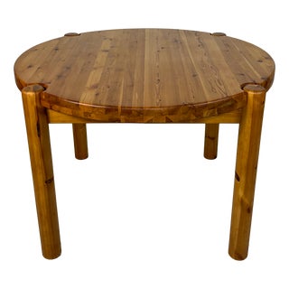 Vintage Round Extendable Pine Dining Table, 1980s For Sale