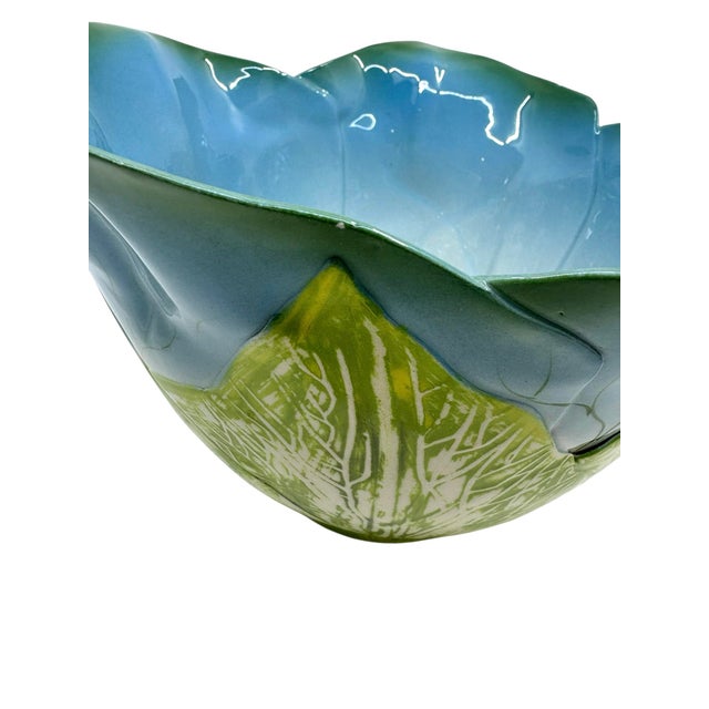 Late 20th Century Mustardseed and Moonshine Blue Green and White Bowl Made in South Africa For Sale - Image 5 of 10