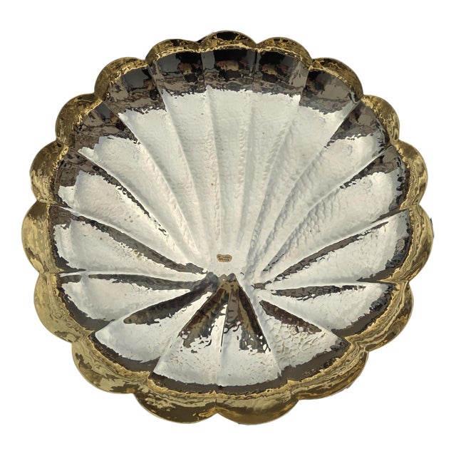 Hand-Embossed Shell Tray in Hammered Brass with Drawers, Florence, 1950s For Sale