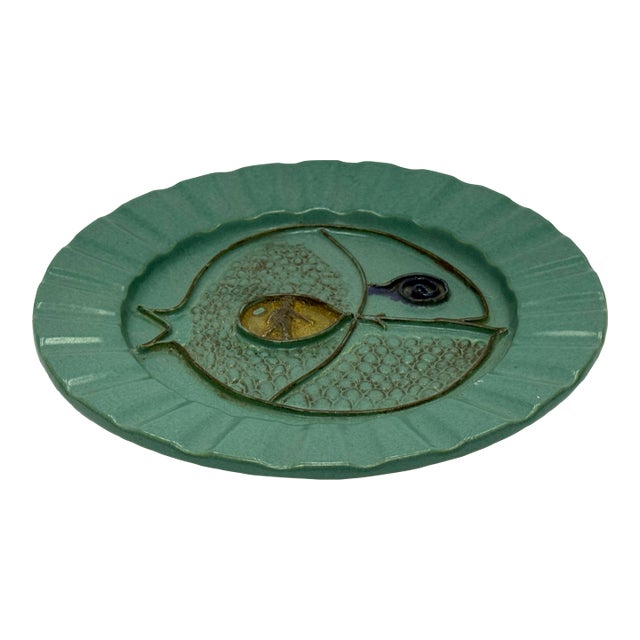 Vintage Bennington Potters David Gil Pottery Fish Plate For Sale