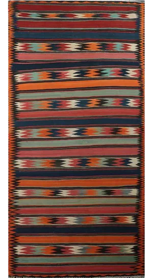 Vintage Handwoven Geometric Swedish Flatweave Rug- 6'2″ × 15'2″