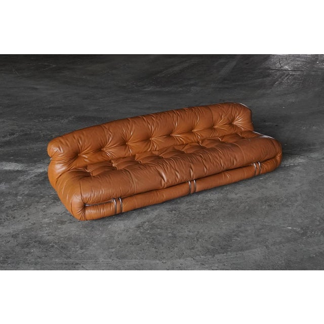 Animal Skin Soriana Three-Seater Sofa in Original Leather by Afra and Tobia Scarpa for Cassina, 1970s For Sale - Image 7 of 11