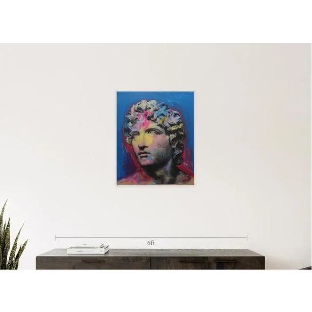 Alexander the Great Pop Art painting on wood. Ships unframed in a box.