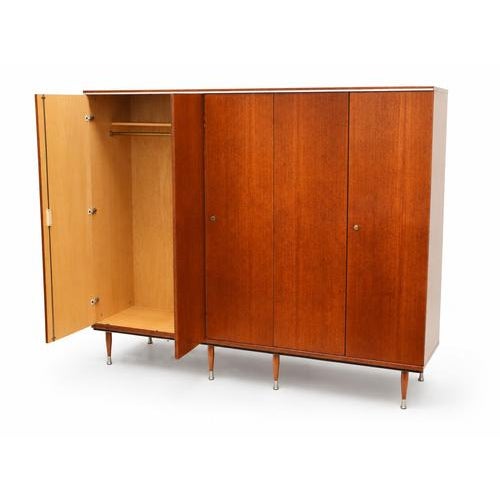 Wood Five-Door Teak Wardrobe with Hanging Section and Shelves For Sale - Image 7 of 9
