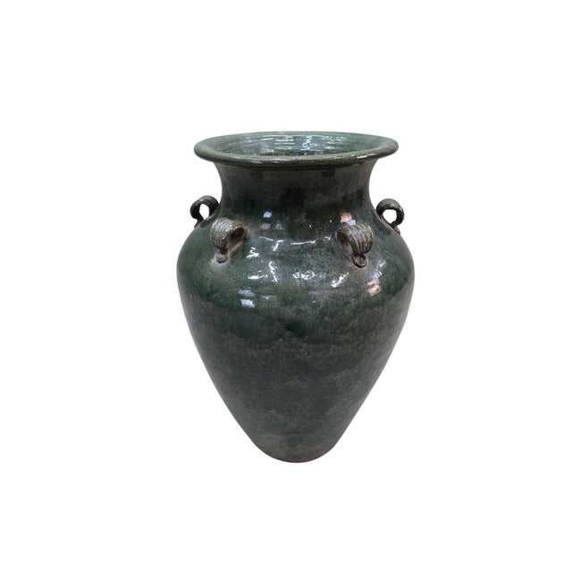 Green Antique Stoneware Green-Glazed Mataban Jar Vase For Sale - Image 8 of 10