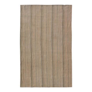 Turkish Vintage Kilim Rug With in Earthy Tones With Stripes 7'6" X12'8" For Sale