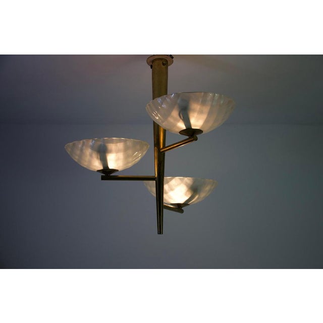 Italian Brass and Glass Chandelier, 1950s For Sale - Image 4 of 18
