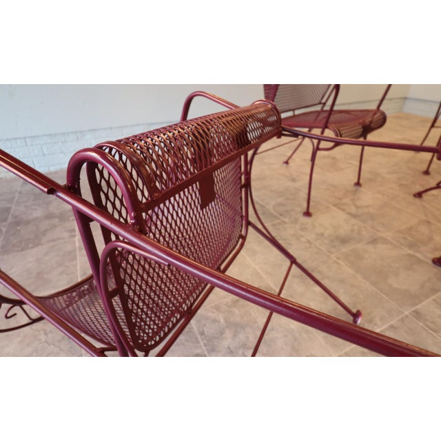 Wine Mid-Century Russell Woodard Grapevine Wrought Iron Patio Dining Set, 5 Pieces, C. 1950s, Attributed For Sale - Image 8 of 16