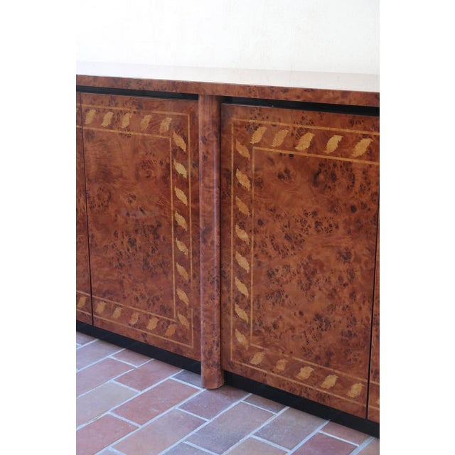 Italian Burl Elm and Marquetry Sideboard, 1970s For Sale - Image 6 of 15