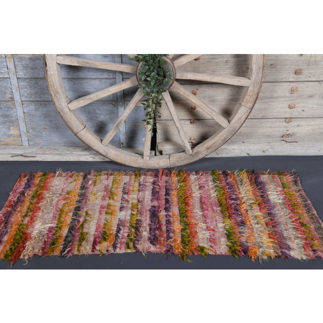 Tribal Vintage Turkish Hand-Knotted Wool Cotton Pink Kilim Runner Rug For Sale - Image 3 of 9