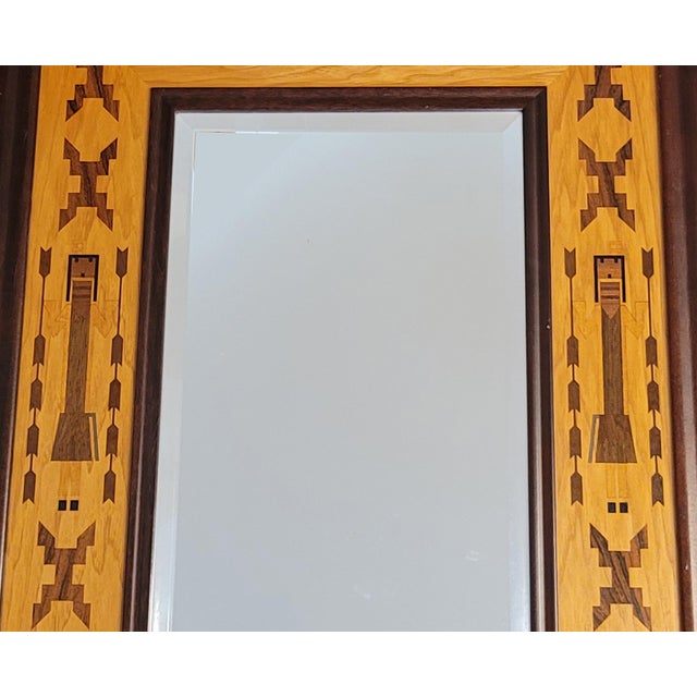 Vintage Hudson River Inlay Beveled Mirror - "Navajo Princess Mirror" For Sale - Image 4 of 8