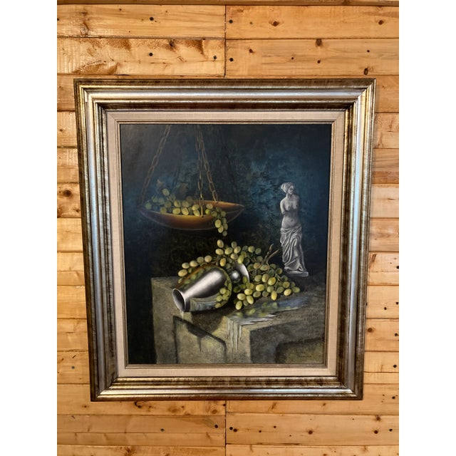 1960s Vintage Mid Century Still Life Oil Painting For Sale - Image 5 of 5