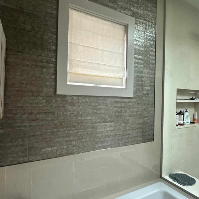 Maya Romanoff Maya Romanoff Flexi Mother of Pearl Gunmetal Pearl Wallpaper MPS-24, Set of 6 Tiles For Sale - Image 4 of 4