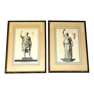 Pair of Original Etchings of Ancient Roman Statues,18th Century Attributed to Pietro and Ferdinando Campana For Sale