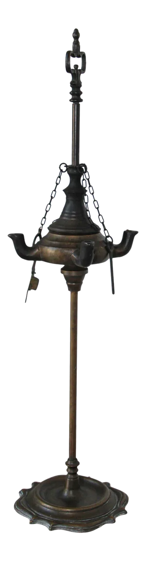 Antique Mughal Rajasthani India Bronze Oil Lamp 19th Century