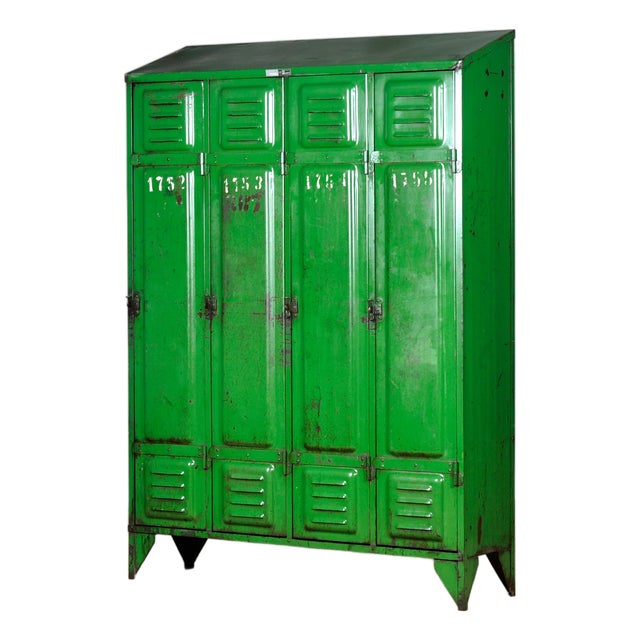 Industrial Green Locker, 1950s For Sale