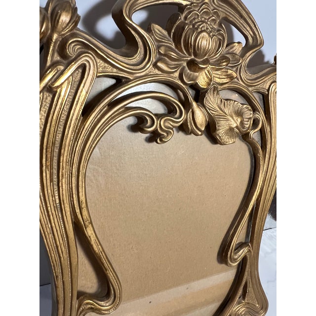 Brass Vintage Art Nouveau Brass Picture Frame Vanity Decor For Sale - Image 8 of 10