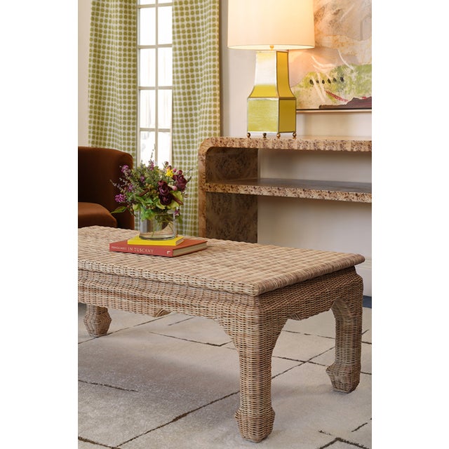 2020s Matthew Izzo Home - Guinevere Rattan Ming Style Rattan Coffee Table For Sale - Image 5 of 8