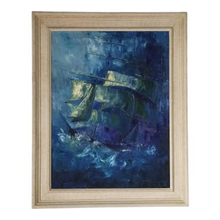 1960's Staves Donovan Impressionist Sailboat Oil Painting , Framed For Sale