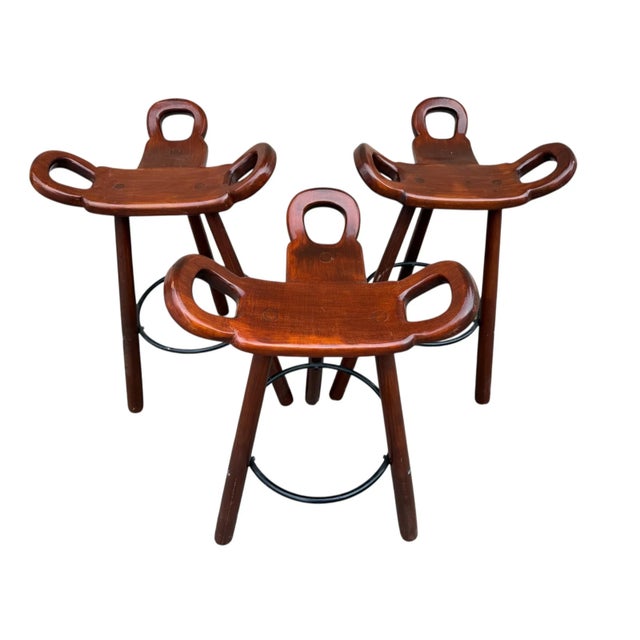 Marbella Brutalist Bar Stools by Sergio Rodrigues, 1960s, Spain Designed by Sergio Rodrigues for Confonorm, Marbella model...