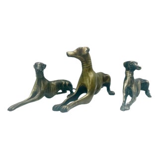 Greyhounds or Whippets in Brass, 1960s, Set of 3 For Sale