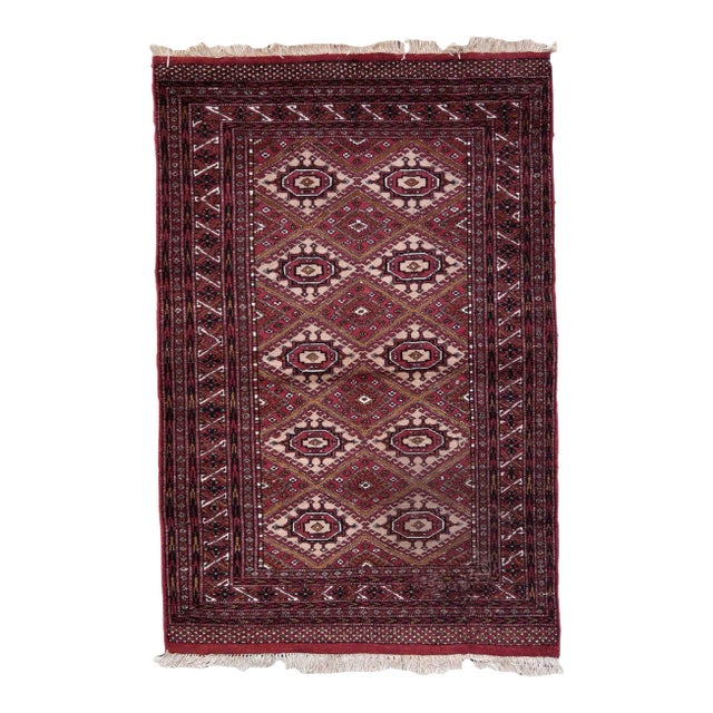 1970s Handmade Vintage Afghan Ersari Rug 4' X 6' For Sale