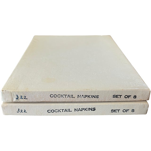 Textile 1950s Fine Belgian Linen & Lace Cocktail Napkins for K. Katen — Boxed Set of 8 For Sale - Image 7 of 9