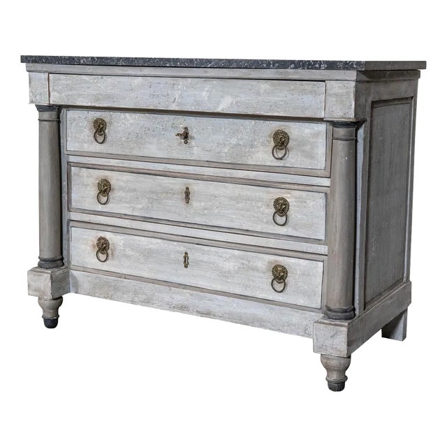 Antique Empire Style Gray Commode For Sale