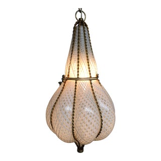 1950s Vintage Venetian Blown Glass Pendant Light For Sale