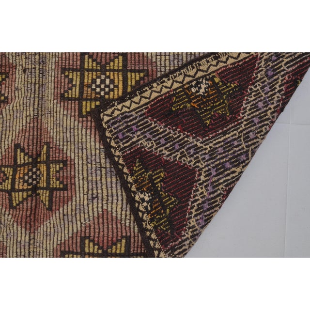 1960s Oushak Geometric Wool Kilim Rug For Sale - Image 9 of 10