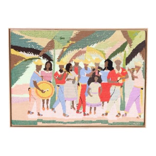 Needlepoint Wall Hanging With a Musical Theme For Sale