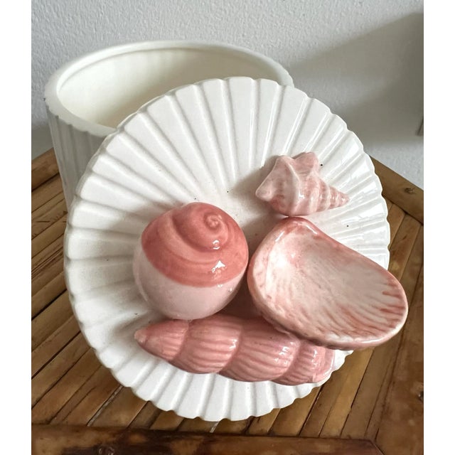 Vintage Fitz and Floyd Porcelain Box With Shell Motif For Sale In Miami - Image 6 of 8