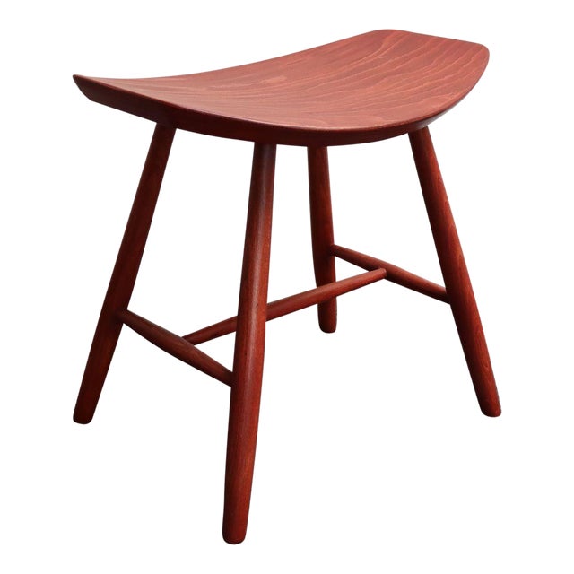 Danish Modern Low Stool in Red Stained Oak by Ejvind Johansson for Fdb Mobler For Sale